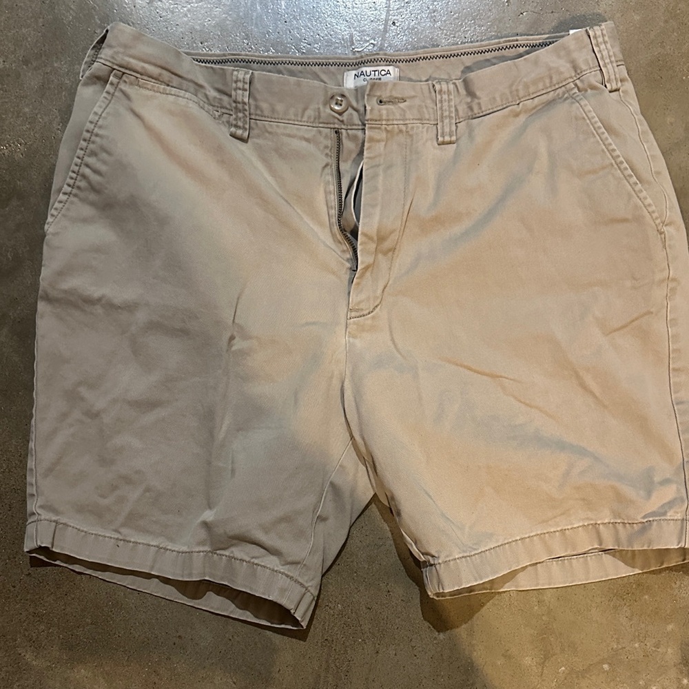 Nautica Men's Khaki Flat Front Shorts